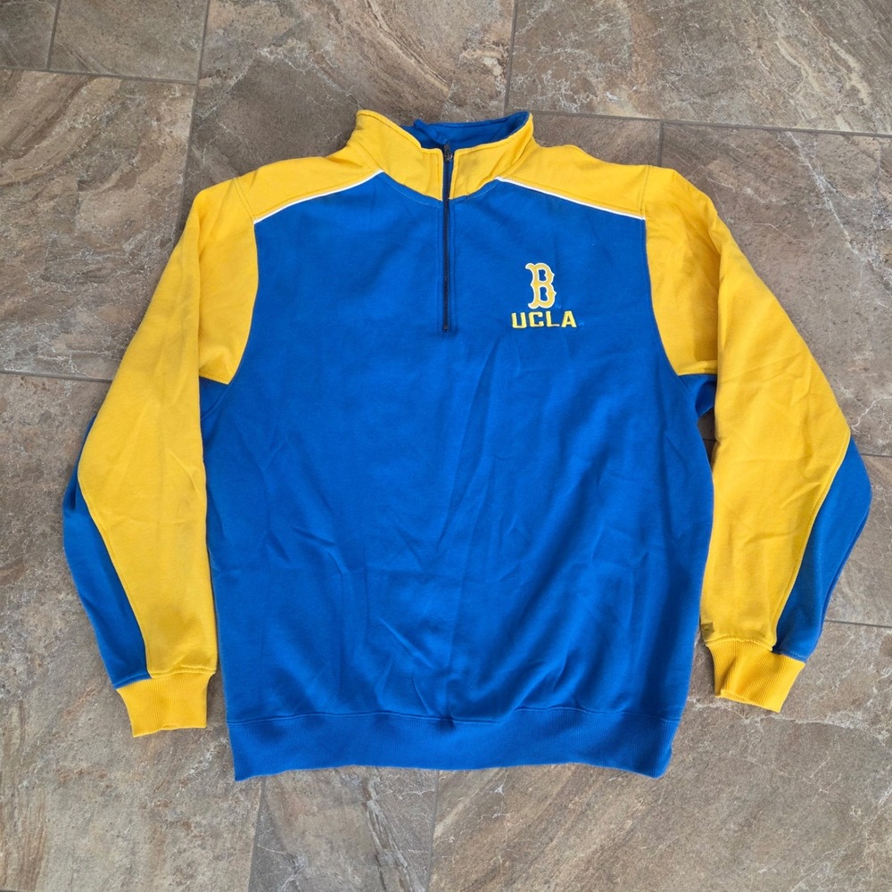 Colosseum UCLA Bruins Quarter Zip Sweatshirt Mens XXL Blue Yellow Colorblock
